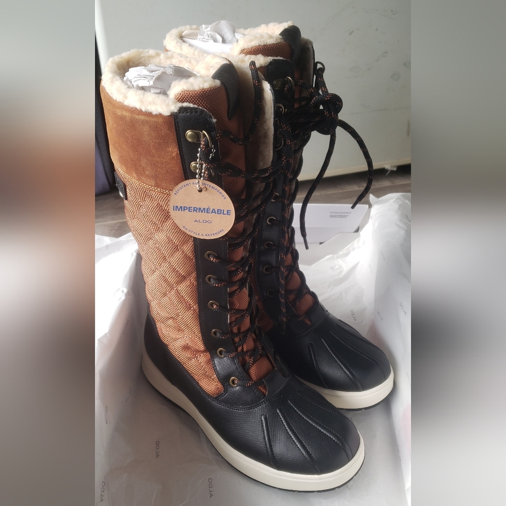 NWT Aldo Women's Black and Brown Winter Boots sz8